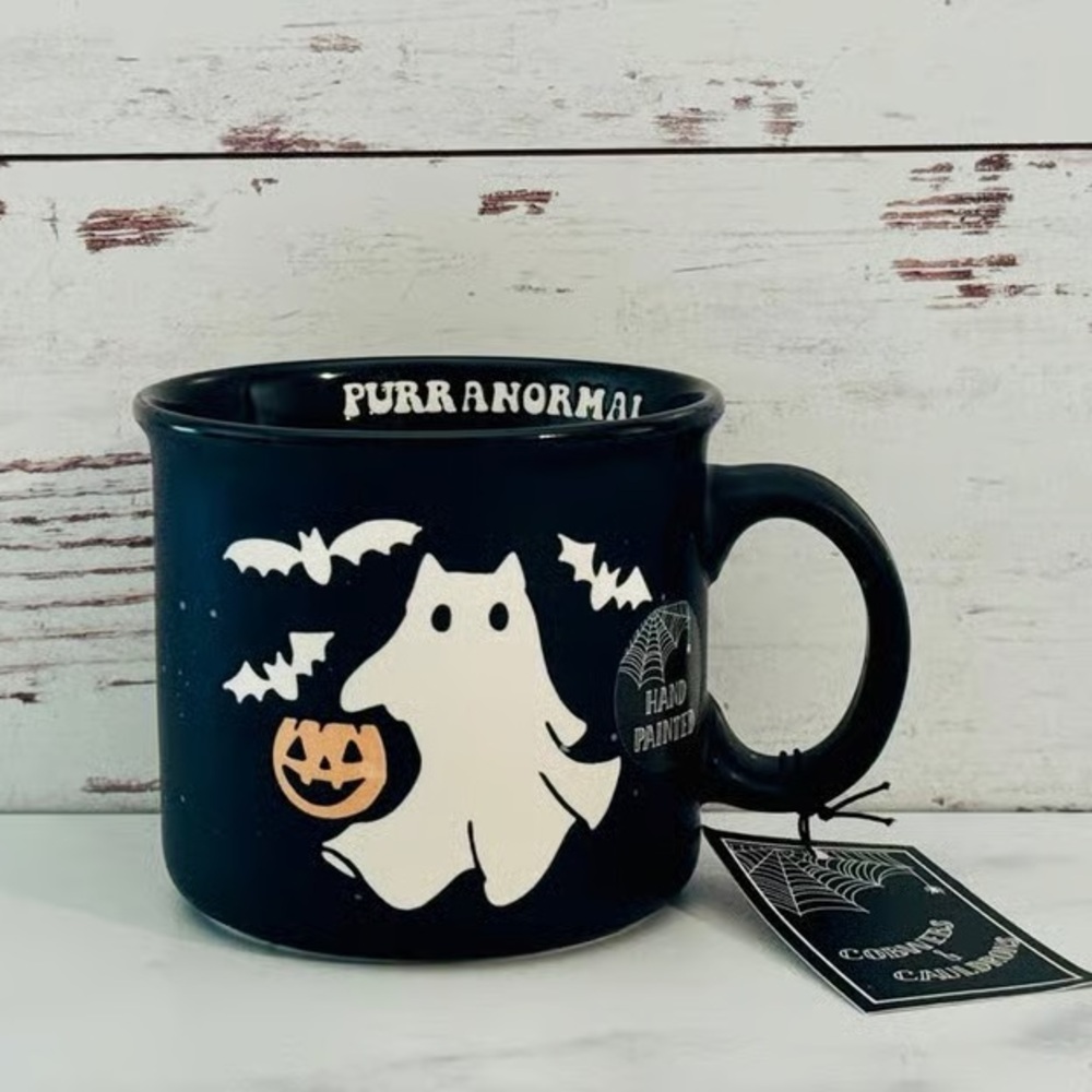 Purranormal Spooky Ghost Cat Black Ceramic Fall Halloween Mug